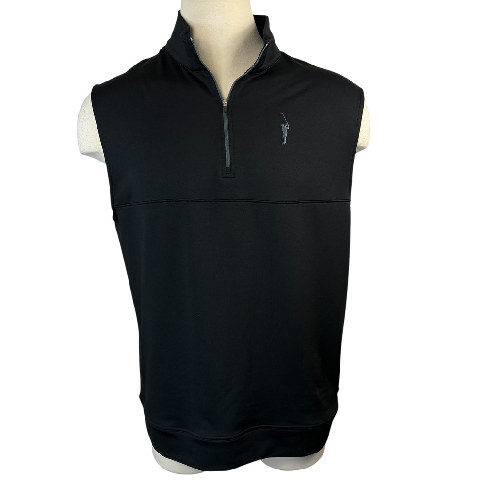 Dunning‎ Golf Vest Mens XL Black Sleeveless 1/4 Zip Pullover Athletic